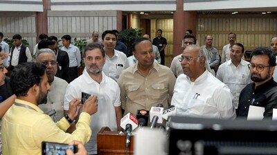 Congress president Mallikarjun Kharge and leader Rahul Gandhi speak to the media after attending all-party meeting regarding 'Operation Sindoor', at Parliament House Annexe in New Delhi on Thursday. (ANI) Congress president Mallikarjun Kharge and leader Rahul Gandhi speak to the media after attending all-party meeting regarding 'Operation Sindoor', at Parliament House Annexe in New Delhi on Thursday. (ANI)
