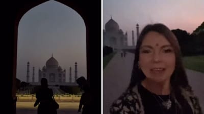 Travel creator Krista Jarman's video of her early morning visit to the Taj Mahal is going viral. (Instagram/kristaslittleadventure) Travel creator Krista Jarman's video of her early morning visit to the Taj Mahal is going viral. (Instagram/kristaslittleadventure)