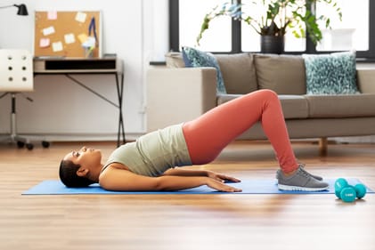 Pelvic tilts strengthen core muscles. (Shutterstock) Pelvic tilts strengthen core muscles. (Shutterstock)