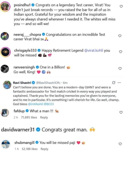 Several celebrities congratulated Virat Kohli on a stellar test career Several celebrities congratulated Virat Kohli on a stellar test career