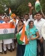 Congress MP Manish Tewari, along with party leaders and workers, during ‘Jai Hind Yatra’ in Vikas Nagar, Mauli Jagran, Chandigarh, on Sunday. (Sant Arora/HT)