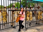 A woman exits Sawai Mansingh Stadium amid evacuation after a bomb threat e-mail, in Jaipur, Thursday, May 8, 2025. A woman exits Sawai Mansingh Stadium amid evacuation after a bomb threat e-mail, in Jaipur, Thursday, May 8, 2025.