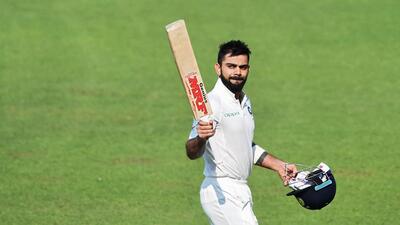(FILES) India's captain Virat Kohli gestures as he walks back after scoring his century (100 runs) and declaring the innings during the final day of the first Test between India and Sri Lanka at the Eden Gardens cricket stadium in Kolkata on November 20, 2017. Batting great Kohli announced his immediate retirement from Test cricket on May 12, 2025, just days before India name their squad for a tour to England. (Photo by Dibyangshu SARKAR / AFP) / ----IMAGE RESTRICTED TO EDITORIAL USE - STRICTLY NO COMMERCIAL USE----- / GETTYOUT (AFP) (FILES) India's captain Virat Kohli gestures as he walks back after scoring his century (100 runs) and declaring the innings during the final day of the first Test between India and Sri Lanka at the Eden Gardens cricket stadium in Kolkata on November 20, 2017. Batting great Kohli announced his immediate retirement from Test cricket on May 12, 2025, just days before India name their squad for a tour to England. (Photo by Dibyangshu SARKAR / AFP) / ----IMAGE RESTRICTED TO EDITORIAL USE - STRICTLY NO COMMERCIAL USE----- / GETTYOUT (AFP)