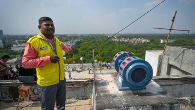 An air raid siren was installed at ITO on May 9. (Sanchit Khanna/HT Photo) An air raid siren was installed at ITO on May 9. (Sanchit Khanna/HT Photo)