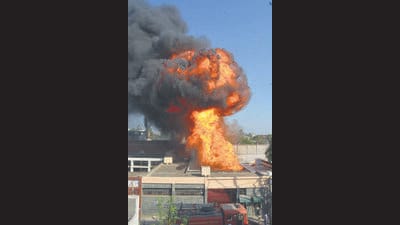 Firefighters in action at a chemical factory in Panchkula on Monday. (Sant Arora/HT) Firefighters in action at a chemical factory in Panchkula on Monday. (Sant Arora/HT)