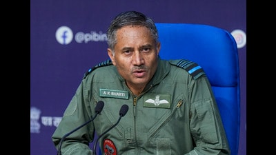 Son of Purnia, Air Marshal AK Bharti, during a press conference on 'Operation Sindoor' in New Delhi on Monday. (PTI)