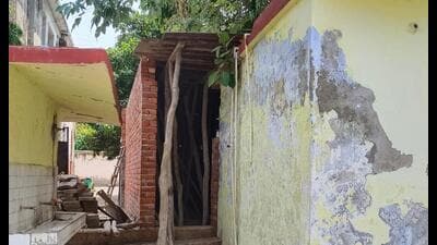 Washroom under construction at Karamat Husain Muslim Girls Inter College in Lucknow. (Sourced)