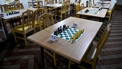 Chessboards are kept in an empty hall with no players at the Kabul Elite Chess Club in Kabul on May 11, 2025. Taliban authorities have barred chess across Afghanistan until further notice over concerns it is a source of gambling, which is illegal under the government's morality law, a sports official said on May 11. (Photo by Wakil KOHSAR / AFP) (AFP) Chessboards are kept in an empty hall with no players at the Kabul Elite Chess Club in Kabul on May 11, 2025. Taliban authorities have barred chess across Afghanistan until further notice over concerns it is a source of gambling, which is illegal under the government's morality law, a sports official said on May 11. (Photo by Wakil KOHSAR / AFP) (AFP)