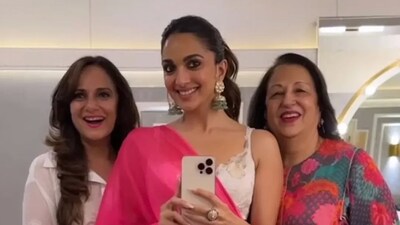 Kiara Advani in a photo with her mother and her mother-in-law. Her husband Sidharth Malhotra shared this. Kiara Advani in a photo with her mother and her mother-in-law. Her husband Sidharth Malhotra shared this. 