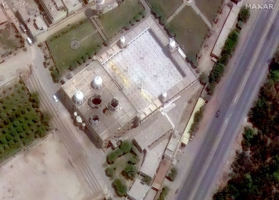 A satellite image shows a closer view of Jamia Masjid Subhan Allah following airstrikes in Bahawalpur, Pakistan. (AFP) A satellite image shows a closer view of Jamia Masjid Subhan Allah following airstrikes in Bahawalpur, Pakistan. (AFP)