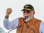 Prime Minister Narendra Modi addresses during his visit to the Adampur Air Base.