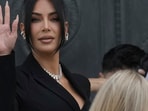 Kim Kardashian arrived to testify regarding a robbery of millions of dollars in jewels from her Paris hotel room in 2016, in Paris, Tuesday, May 13, 2025. (AP Photo/Aurelien Morissard)