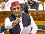 Samajwadi Party MP Akhilesh Yadav speaks in the Lok Sabha.