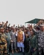 Prime Minister Narendra Modi with air force personnel and soldiers at the Adampur air base, 25km from Jalandhar, during a surprise visit on Tuesday morning. (X) Prime Minister Narendra Modi with air force personnel and soldiers at the Adampur air base, 25km from Jalandhar, during a surprise visit on Tuesday morning. (X)