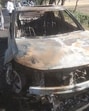 The charred remains of the car which caught fire claiming the life of a man in Bhiwani on Monday. (HT Photo) The charred remains of the car which caught fire claiming the life of a man in Bhiwani on Monday. (HT Photo)