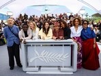Juliette Binoche, Jury President of the 78th Cannes Film Festival and Jury members Carlos Reygadas, Payal Kapadia, Leila Slimani, Halle Berry, Jeremy Strong, Dieudo Hamadi, Alba Rohrwacher and Hong Sang-soo pose during a photocall before the opening ceremony of the 78th Cannes Film Festival in Cannes, France.