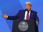 US President Donald Trump speaks during the Saudi-US investment forum at the King Abdul Aziz International Conference Center in Riyadh on May 13, 2025.