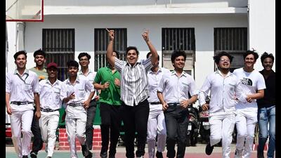 A group of students showing their joy after faring well in CBSE 2025 exams the result of which was declared on May 13. (HT photo) A group of students showing their joy after faring well in CBSE 2025 exams the result of which was declared on May 13. (HT photo)