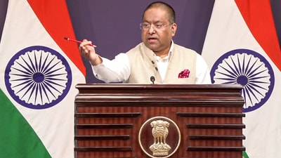 MEA Spokesperson Randhir Jaiswal addresses a press conference on Tuesday where he stated that Pakistan had an old habit of claiming victory when they were defeated. (ANI) MEA Spokesperson Randhir Jaiswal addresses a press conference on Tuesday where he stated that Pakistan had an old habit of claiming victory when they were defeated. (ANI)