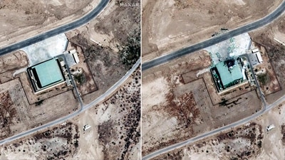 Satellite photos reveal the extent of destruction at Bholari Air Base in Jamshoro. The strikes were India’s reaction to Pakistan’s aggressive attacks on civilians in Jammu & Kashmir and Punjab. (via REUTERS) Satellite photos reveal the extent of destruction at Bholari Air Base in Jamshoro. The strikes were India’s reaction to Pakistan’s aggressive attacks on civilians in Jammu & Kashmir and Punjab. (via REUTERS)