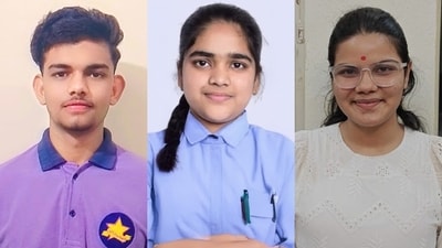 CBSE 12th Result 2025: Savi Jain of Shamli (Middle), Shlokaa Upadhyaya of Ghaziabad (Righ) and Karan Pilania from Meerut (Left) all scored 99.8 percent marks. (Combo image/Hand out) CBSE 12th Result 2025: Savi Jain of Shamli (Middle), Shlokaa Upadhyaya of Ghaziabad (Righ) and Karan Pilania from Meerut (Left) all scored 99.8 percent marks. (Combo image/Hand out)