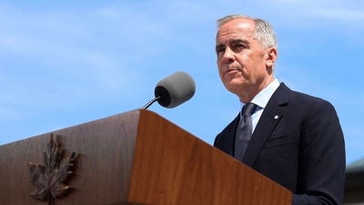 Canadian Prime Minister Mark Carney speaks during a news conference following a swearing-in ceremony for members of the Canadian ministry at Rideau Hall in Ottawa, Ontario, Canada, May 13, 2025. (AFP) Canadian Prime Minister Mark Carney speaks during a news conference following a swearing-in ceremony for members of the Canadian ministry at Rideau Hall in Ottawa, Ontario, Canada, May 13, 2025. (AFP)