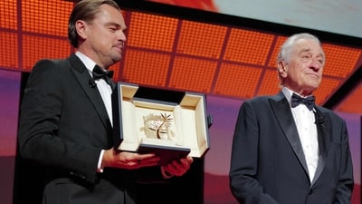 US actor Robert De Niro (R) receives the Honorary Palme d'Or from US actor Leonardo Dicaprio during the Opening Ceremony of the 78th edition of the Cannes Film Festival in Cannes, southern France, on May 13, 2025. (Photo by Valery HACHE / AFP) (AFP) US actor Robert De Niro (R) receives the Honorary Palme d'Or from US actor Leonardo Dicaprio during the Opening Ceremony of the 78th edition of the Cannes Film Festival in Cannes, southern France, on May 13, 2025. (Photo by Valery HACHE / AFP) (AFP)