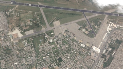 Post-strike image of Nur Khan Air Base in Islamabad, taken after Pakistan reported it was hit by an Indian missile strike. (via REUTERS)