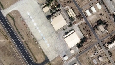 A pre-strike satellite view of Shahbaz Air Base in Jacobabad, captured before India’s military response. (via REUTERS)