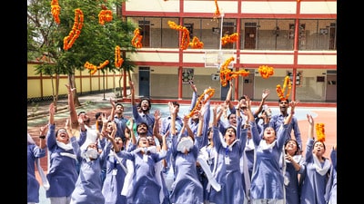 Lucknow Public School's students celebrate the declaration of the Central Board of Secondary Education (CBSE) results of classes 10th and 12th, in Lucknow on Tuesday. (ANI) Lucknow Public School's students celebrate the declaration of the Central Board of Secondary Education (CBSE) results of classes 10th and 12th, in Lucknow on Tuesday. (ANI)