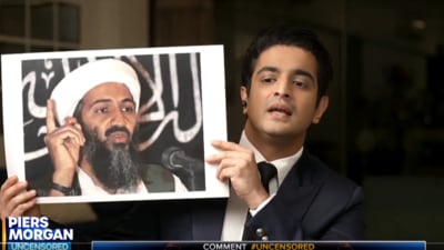 Ranveer Allahbadia shows Osama Bin Laden's picture on Piers Morgan's debate show. ('X'/@PiersUncensored) Ranveer Allahbadia shows Osama Bin Laden's picture on Piers Morgan's debate show. ('X'/@PiersUncensored)