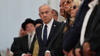 Israeli Prime Minister Benjamin Netanyahu attends the annual ceremony at the eve of Israel's Remembrance Day for fallen soldiers (Yom HaZikaron) at the Yad LaBanim Memorial in Jerusalem, on Tuesday, April 29, 2025. (AP) Israeli Prime Minister Benjamin Netanyahu attends the annual ceremony at the eve of Israel's Remembrance Day for fallen soldiers (Yom HaZikaron) at the Yad LaBanim Memorial in Jerusalem, on Tuesday, April 29, 2025. (AP)