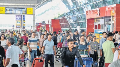 The runway’s lighting system also needed to be extended from 650 to 900 metres. (Salman Ali/HT Photo) The runway’s lighting system also needed to be extended from 650 to 900 metres. (Salman Ali/HT Photo)