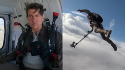 Tom Cruise shoots his own skydive for Mission Impossible The Final Reckoning. Tom Cruise shoots his own skydive for Mission Impossible The Final Reckoning.