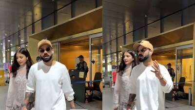 Virat Kohli was taken aback after shutterbugs posed the retirement question at the Mumbai airport (Screengrabs - Manav Manglani Instagram)