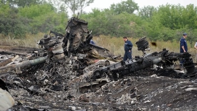 The Mayalsia Airlines' flight crash in July 2014 at a village above Grabove, near the town of Shaktarsk in east Ukraine's Donestsk, killed all 298 people on board. (AFP) The Mayalsia Airlines' flight crash in July 2014 at a village above Grabove, near the town of Shaktarsk in east Ukraine's Donestsk, killed all 298 people on board. (AFP)