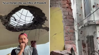 A Poonch resident shared the devastation caused by cross border shelling in the district. (Instagram/mazh.air ) A Poonch resident shared the devastation caused by cross border shelling in the district. (Instagram/mazh.air )