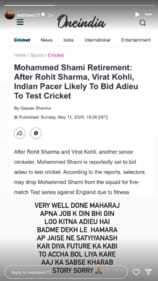 Mohammed Shami slams online report