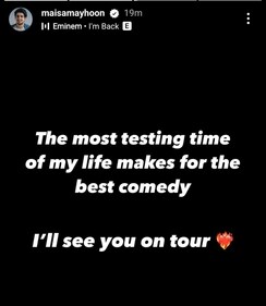 His Insta story. His Insta story.