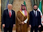President Donald Trump, left, Saudi's Crown Prince Mohammed bin Salman, centre, and Syria's interim President Ahmad al-Sharaa, right, pose for a picture, in Riyadh, Saudi Arabia, Wednesday, May 14, 2025.