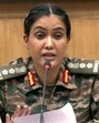 Colonel Sofiya Qureshi addresses a press conference after the India-Pakistan ceasefire agreement on Saturday. (PTI photo) Colonel Sofiya Qureshi addresses a press conference after the India-Pakistan ceasefire agreement on Saturday. (PTI photo)