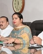 Mayor Inderjit Kaur among other officials during a meeting in MC’s zone A office on Tuesday. (HT Photo) Mayor Inderjit Kaur among other officials during a meeting in MC’s zone A office on Tuesday. (HT Photo)