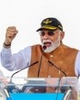 Prime Minister Narendra Modi addressing armed force personnel during his visit to Adampur Airforce Base in India's state of Punjab. (AFP)