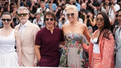 Hayley Atwell, director Christopher McQuarrie, Tom Cruise, Hannah Waddingham, Angela Bassett, and Greg Tarzan Davis pose for photographers during the photo call. AP/PTI(AP05_14_2025_000223A) (AP) Hayley Atwell, director Christopher McQuarrie, Tom Cruise, Hannah Waddingham, Angela Bassett, and Greg Tarzan Davis pose for photographers during the photo call. AP/PTI(AP05_14_2025_000223A) (AP)