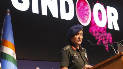 Army officer Col Sofiya Qureshi addresses a press conference regarding 'Operation Sindoor' on May 7 (PTI) Army officer Col Sofiya Qureshi addresses a press conference regarding 'Operation Sindoor' on May 7 (PTI)