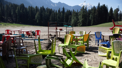 Chairs and tables scattered at the site of terrorist attack on tourists in Baisaran near Pahalgam in south Kashmir's Anantnag district. (REUTERS File)