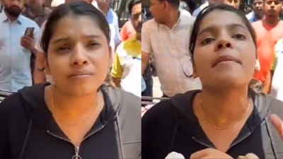 The woman was threatened by the man for not speaking Marathi. ((X/@gharkekalesh)) The woman was threatened by the man for not speaking Marathi. ((X/@gharkekalesh))