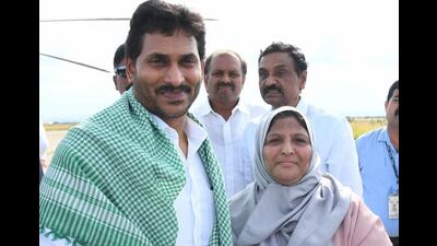 Mayana Zakia Khanam (right) with YSRCP chief Jagan Mohan Reddy. (Photo from X) Mayana Zakia Khanam (right) with YSRCP chief Jagan Mohan Reddy. (Photo from X)