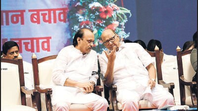 On the other hand, recently a couple of meetings between NCP (SP) chief Sharad Pawar, and his nephew and head of NCP Ajit Pawar at public and private platforms stoked reunion rumours (HT ARRrchives) On the other hand, recently a couple of meetings between NCP (SP) chief Sharad Pawar, and his nephew and head of NCP Ajit Pawar at public and private platforms stoked reunion rumours (HT ARRrchives)