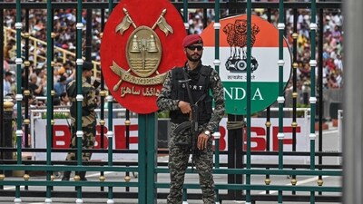 A Pakistani Ranger stands guard during the 'Beating Retreat' ceremony at the border gates of Pakistan and India at the Wagah border post. (AFP file) A Pakistani Ranger stands guard during the 'Beating Retreat' ceremony at the border gates of Pakistan and India at the Wagah border post. (AFP file)
